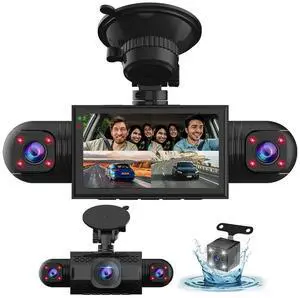 4 Channel Dash Cam 1080P HD Driving Recorder G-Sensor Car Front+Rear Inside Cam