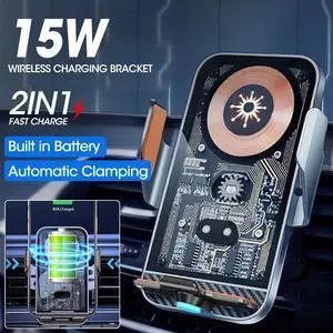 15W Wireless Automatic Clamping Smart Sensor Car Phone Holder Fast Charger Mount