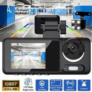 1080P Three Len Car DVR Dash Cam Video Recorder G-Sensor Front And Inside Camera
