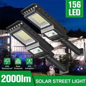 2PCS Commercial Solar Street Flood Light LED Lamp Outdoor Dusk To Dawn Wall Lamp