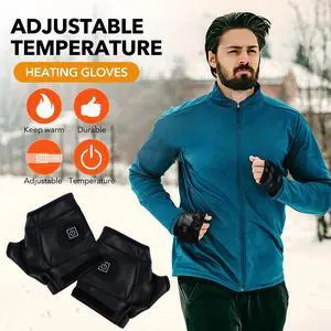 Unisex USB Electric Warmed Heated Gloves Fingerless Warmer Winter Mitten Work