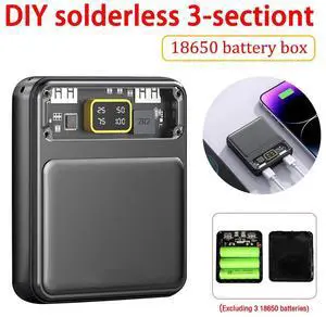 Portable 3 Slot 18650 Battery Case Power Bank DIY Tool 2 USB Port Charger Box