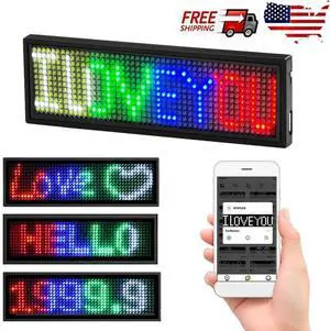 DIY Programmable Mini LED Display Screen Scrolling Message Sign Name Tag Board A