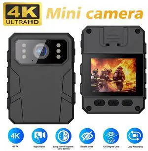 Support 128GB Police Body Worn Camera Security 4K 2K Night Vision Audio Recorder