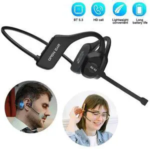 Trucker Wireless Headset Bluetooth 5.3 Earpiece Noise Cancelling Mic Phone PC US
