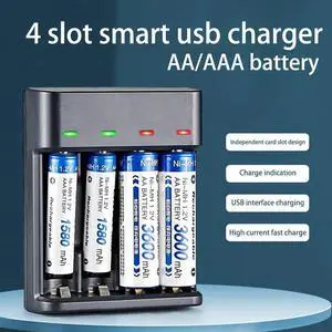 4 Slot Smart Battery Charger For 1.2V AA AAA NI-CD NI-MH Rechargeable Batteries