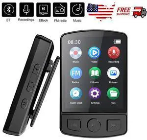 MP3 Player Support 128GB Lossless Music Bluetooth Clip Voice Recorder FM Radio A