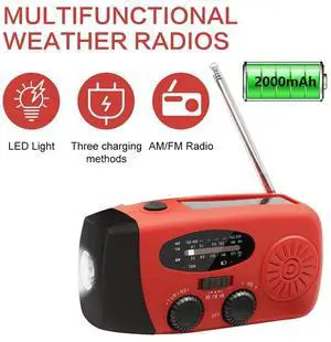 Solar Radio Hand Crank With Emergency LED Flashlight Camping Travel AM FM Radio