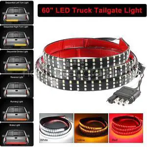 60" 3 Row 432 LED Strip Tailgate Light Bar Truck Reverse Brake Signal Tail Lamp