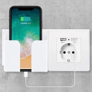 1080p Wall Plug Socket with 2 USB Charger Port Outlets White Plate EU