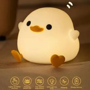 Cute LED Night Light Silicone Squeeze Bedside Table Lamp with Timer Kids Gift