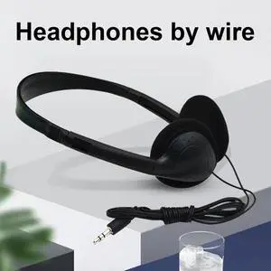 Wired Lightweight Headphones 3.5mm On-Ear Black for MP3 Music Phone Laptop PC