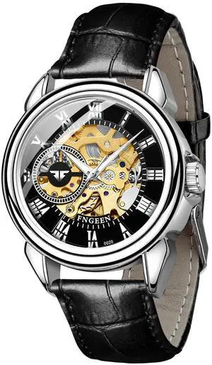 Men Waterproof Automatic Mechanical Wristwatch Retro Luminous Hands Chronograph