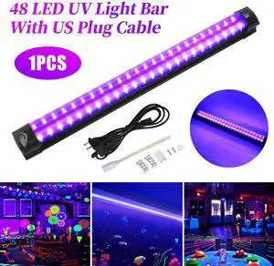 UV Black Light Bar Fixtures Ultraviolet Lamp Strip US Plug DJ Party Club 48LED
