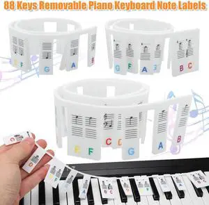 Removable Silicone Piano Keyboard Note Labels 88-Keys Reusable Piano Stickers