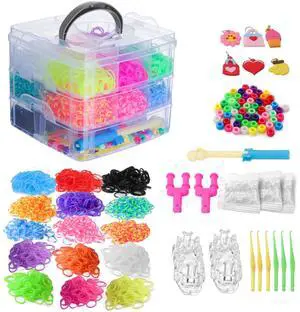 4614pcs Rubber Bands Kit with 3 Layer Container Bracelet Making Kit for Girls