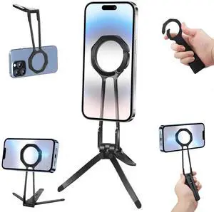 Magnetic Phone Tripod Stand Aluminum Foldable Phone Mount for iPhone MagSafe