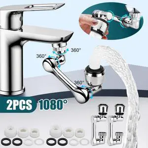 1080° Rotation Faucet Extender Aerator Splash Filter Tap Extend Water Nozzle 2X