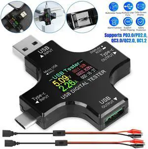 Type-C USB Digital Meter Tester Multimeter Current Voltage Power Monitor + Cable