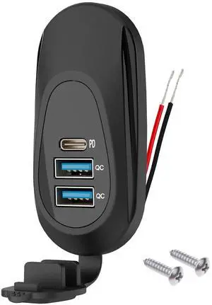 12-24V Dual USB Quick Charge 3.0 Port & PD USB C Car Charger Socket Power Outlet