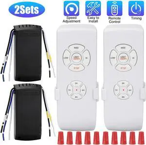 2x Universal Ceiling Fan Lamp Light Remote Control Receiver Kit Timing Wireless