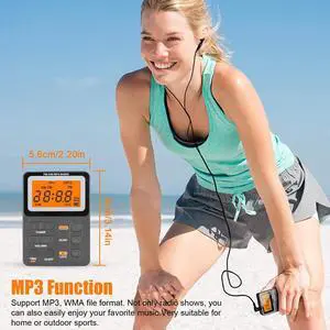 Mini Digital AM/FM Radio Receiver Stereo MP3 Player LCD Screen USB Rechargeable