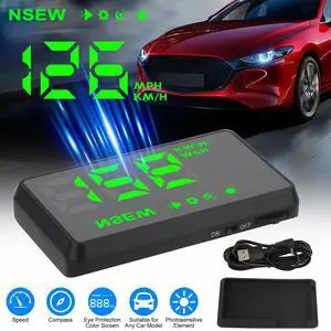 Car Digital HUD GPS Speedometer Head Up Display Overspeed MPH/KMH Warning Alarm