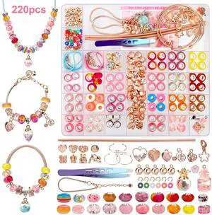 220 PCS Exquisite DIY Beaded Jewelry Making Kit for Bracelet Necklace Craft Gift