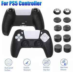 Silicone Protective Cover Skin Case for PS5 Controller with 10 Thumb Grip Caps