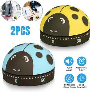 2pcs Cartoon Ladybug Mechanical Timer 60 Minutes Cooking Alarm Clock Count Down