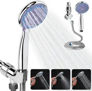 Shower Head High-Pressure 3 Settings Speed Spray Handheld Bathroom w/ 5ft Hose