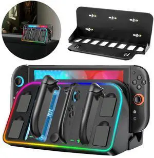 RGB Magnetic Charging Dock Station For Nintendo Switch 2 2025 Joy Con Wall Mount