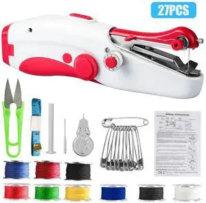 27Pcs Handheld Sewing Machine Mini Portable Electric Tailor Stitch Home Travel