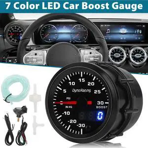2" 52mm Digital & Pointer 7 Color LED Car Turbo Boost Meter Psi Pressure Gauge