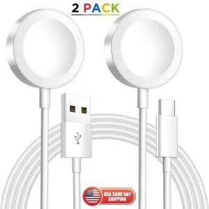 2x Apple Watch iWatch 9/8/7/6 iPhone 16 15 14 3 in1 USB C Cable Magnetic Charger