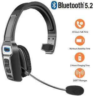 AI Trucker Headset Wireless Bluetooth 5.2 Noise Cancelling Mic For Phones PC US