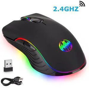 Gaming Mouse 7 Color LED Backlight Wireless USB Rechargeable Optical Mice For PC