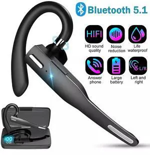 Trucker Wireless Headset Bluetooth 5.1 Earpiece Dual Mic Earbud Noise Cancelling