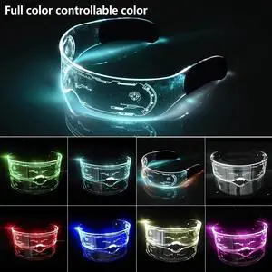 Clear Lenses 7 Color LED Flashing Light Up Visor Glasses Goggles Rave Party US