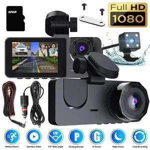 Dash Cam 4K Full UHD 1080P Car Camera Front Rear Night Vision W/ 32GB SD Card US