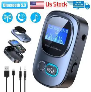 3IN1 Wireless Bluetooth 5.3 Transmitter Receiver MP3 Audio Adapter 3.5mm Aux Car