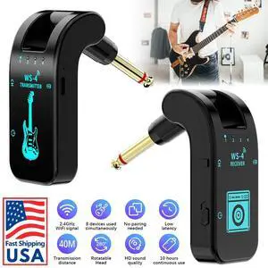 Guitar Wireless System Transmitter+Receiver Built In Rechargeable Battery 131ft
