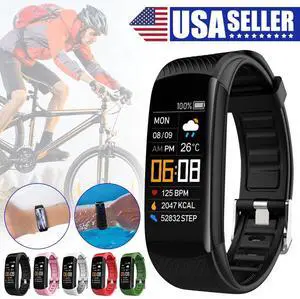 Smart Watch Fitness Tracker Heart Rate Men / Women Sport Watches For iOS Android(BLACK)