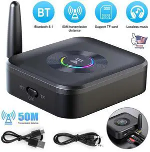Bluetooth 5.1 Receiver NEW Wireless 3.5mm Jack AUX to 2 RCA Audio Stereo Adapter