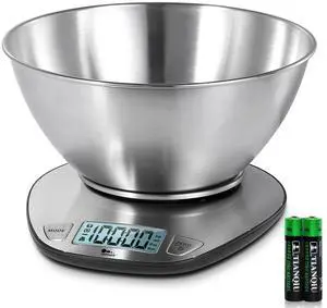 Digital Kitchen Scale With Removable Bowl Electronic Stainless Steel Food Scale