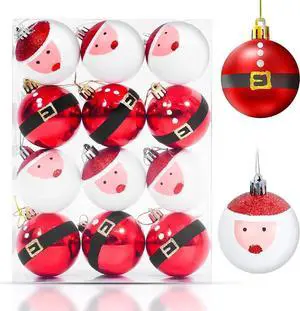 6cm 12pcs Santa Claus Christmas Ball Ornaments Set Holiday Party Xmas Decoration