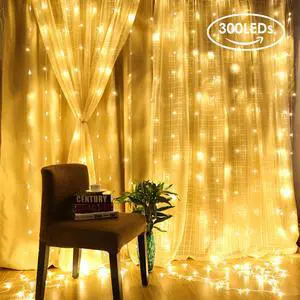 300LED 3MX3M LED Curtain Lights String Wedding Party USB Powered Wall Fairy Lamp