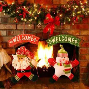 2X/SET Santa Claus Snowman Door Hanging Christmas Tree Home Decor Ornaments Xmas
