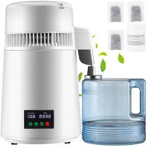 4L Water Distiller 1L/H Distilled Water Maker Timing & Temp Display White
