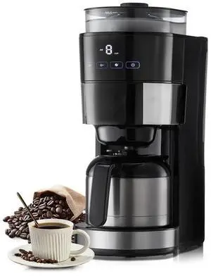 8 Cup Drip Coffee Machine Grind & Brew Coffee Maker w/ 3 Brew Strength Control